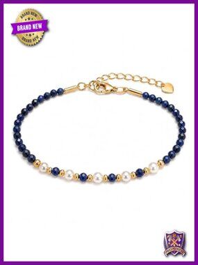 Natural Gemstone Bracelet, 3mm Beaded Adjustable Chain Bracelet, 18K